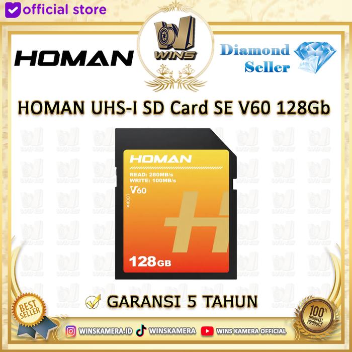 Gambar HOMAN UHS-II SD Card 512GB / 256GB / 128GB V60 280Mbp/s - 128 gb dari WINS OFFICIAL STORE undefined Tokopedia