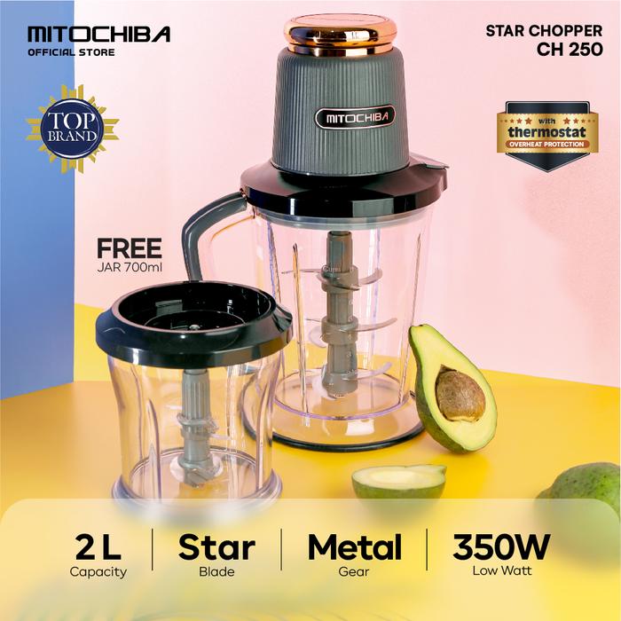 Gambar MITOCHIBA STAR CHOPPER CH250 STAR BLADE 2L Alat Penggiling Bumbu - Hitam dari MITO Electronics undefined Tokopedia