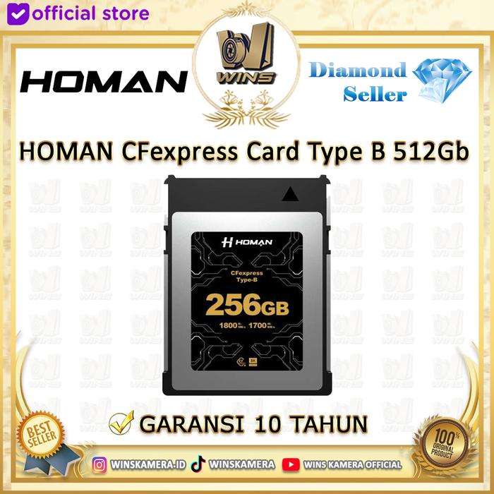 Gambar HOMAN CFexpress Card Type B 256GB / 512GB Read Speed 900MB/S Write Speed 800MB/s - 256 gb dari WINS OFFICIAL STORE undefined Tokopedia