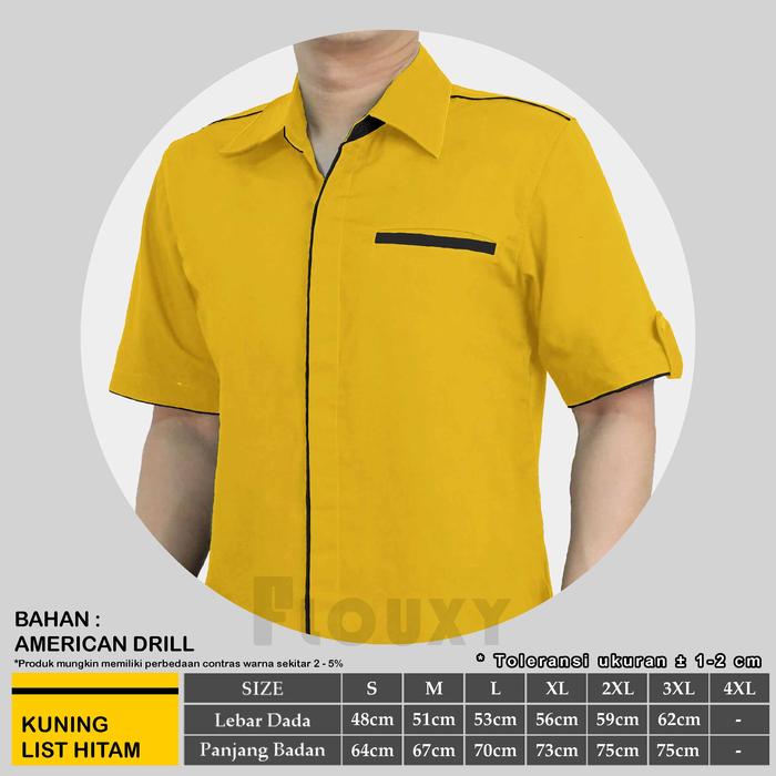 Gambar kemeja seragam jumbo/seragam kantor kombinasi/unisex - KuningHitam, XXL dari FLOUXY STORE Kota Administrasi Jakarta Barat Tokopedia