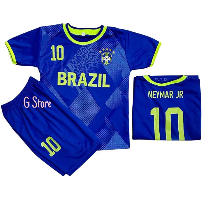 Gambar BISA COD / SETELAN BAJU BOLA BRAZIL BIRU NEYMAR / JERSEY BOLA ANAK - BRAZIL BIRU, 6-7 Tahun dari G Store. undefined Tokopedia