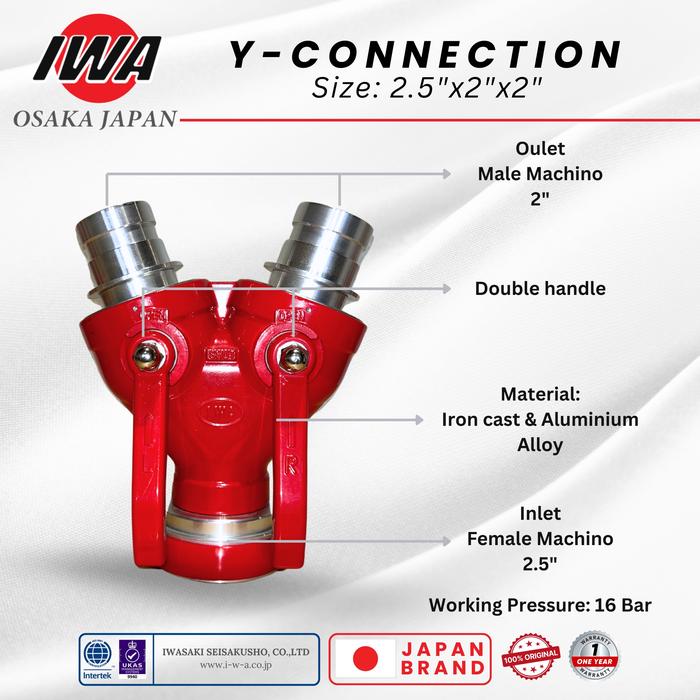 Gambar IWA - Y-Connection / Double Handle Fire Hose Divider | Pembagi Aliran Air Pemadam Kebakaran - IWA-Y-65-50-50 dari gudangsafetycom undefined Tokopedia