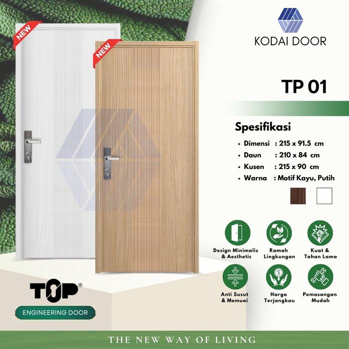 Gambar PINTU KAYU ENGINEERING DOOR KODAI TP 01(90x215) COKLAT/PUTIH- KANAN dari TB mitra abadi sunter undefined Tokopedia