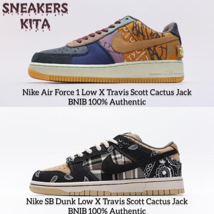 Sepatu Nike Air Force Low x Travis Scott Nike SB Dunk Low x Travis  Scott Cactus Jack BNIB 100% Authentic Air Force, 36 di Zaikamel  Tokopedia