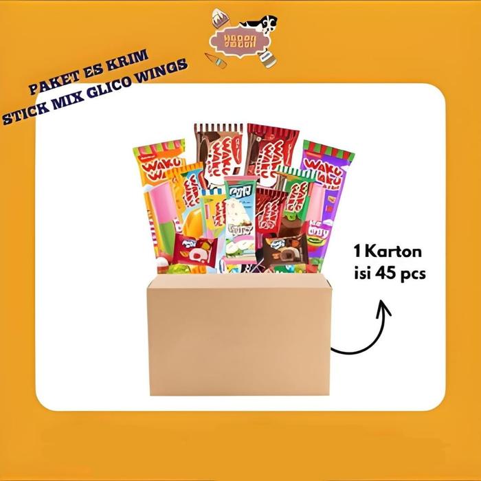 Gambar Paket Es Krim Stik Mix Glico Wings (1 Karton 45 Pcs) dari Hedon Fresh undefined Tokopedia