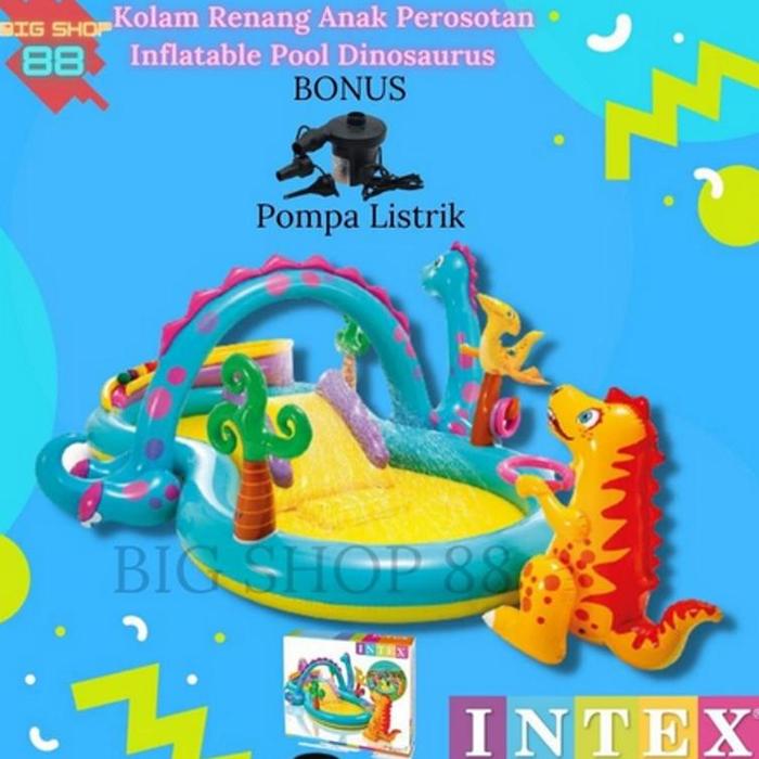 Gambar INTEX 57135 KOLAM RENANG INTEX DINOSAURUS DINOLAND PLAY CENTER KOLAM RENANG PEROSOTAN AIR MANCUR ANAK INFLATABLE SWIMMING POOL KIDS - +POMPA LISTRIK dari CV.DUA PUTRA undefined Tokopedia