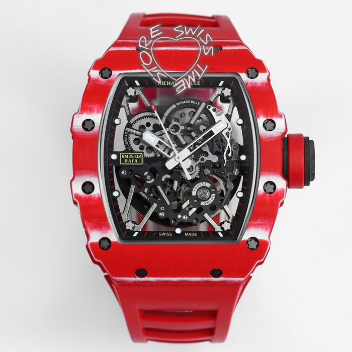 Jam Richard Millrm35-02 Rafa Red Quartz Skeleton Limited Edition Zf Factory  Set