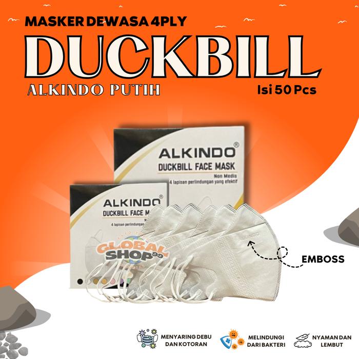 Gambar Masker Duckbill 3ply Putih Isi 50 Model facemask - DB ALKINDO PTH dari globalshp99 undefined Tokopedia