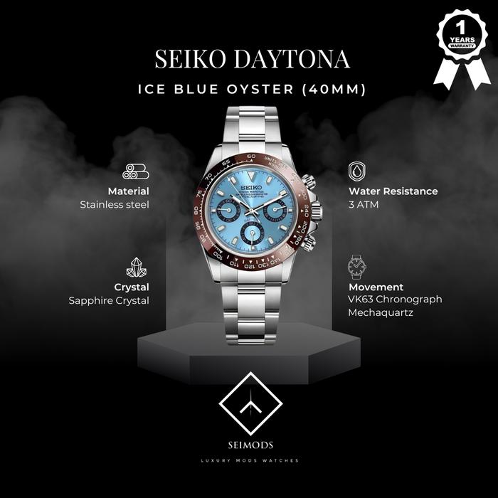 Jual Jam Tangan Seiko Mod Daytona Ice Blue VK63 Chrono