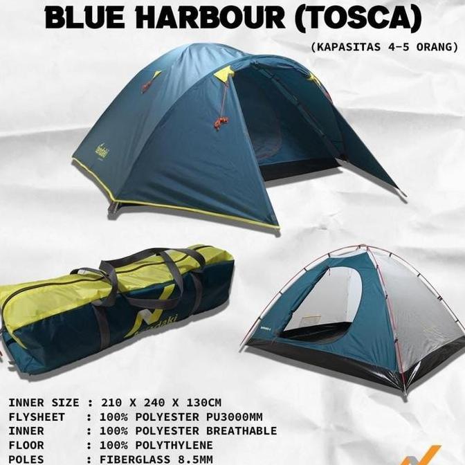 Gambar tenda tendaki MIS borneo 4 kapasitas 4 - 5 orang original tent dome RUNNER UP - blue tosca dari Runner Up Sports undefined Tokopedia