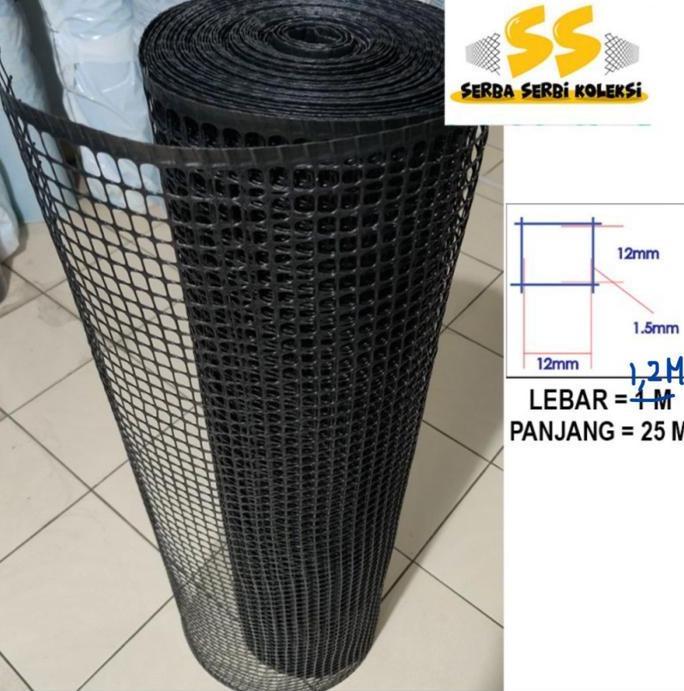 Gambar Kawat Jaring Plastik HDPE bentuk kotak 1/2 inch per ROLL - Hitam Lebar1,2M dari Maju Makmur Material undefined Tokopedia
