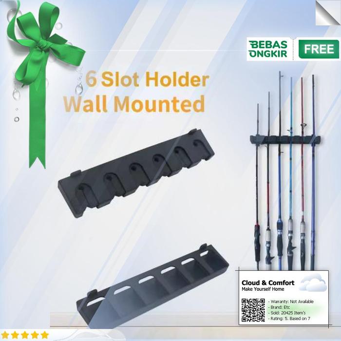 Gambar LUREHOLIC Rak Holder Joran Pancing Wall Mount Fishing Rod 6 Slot - R5 - Hitam, Etc dari Clouds & Comfort undefined Tokopedia