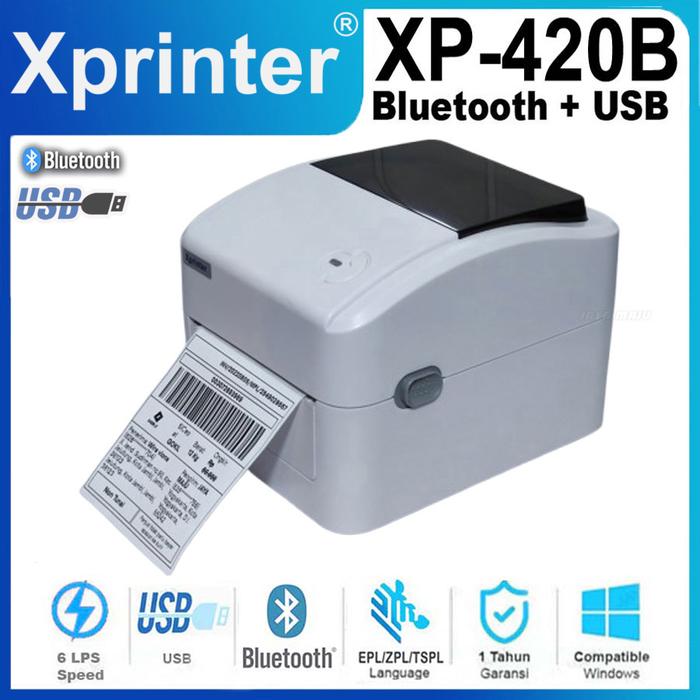 Gambar PRINTER BARCODE THERMAL / LABEL PRINTER XP-420B | XP 420B 110MM / A6 - USB + BLUETOOTH dari JAYA MAJU 2011 undefined Tokopedia