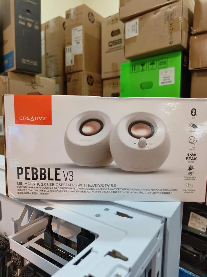 Gambar Creative Pebble V3 Bluetooth 5.0 Portable Dual 2.0 PC Speaker USB C - Putih dari BIG BESTSTORE undefined Tokopedia