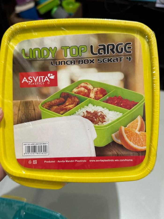 Gambar Kotak Makan/Tepak Makan/Lunch Box Lindy 158 (Sekat 4) Asvita - Biru dari cvnassipjaya undefined Tokopedia