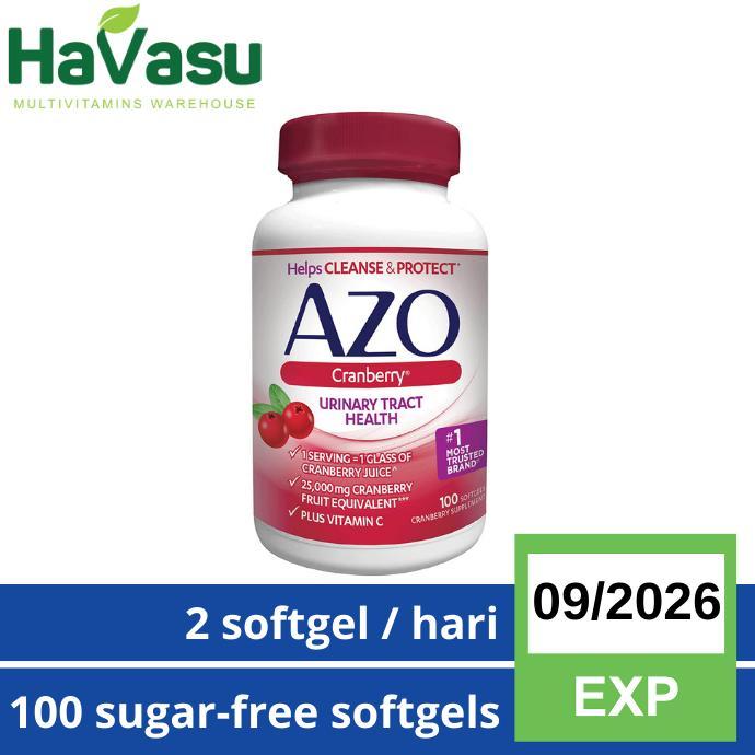 Gambar Azo Cranberry Urinary Tract Health - Infeksi Kantung Saluran Kemih ISK atau UTI & Azo Pain Relief Original Product - 100 Softgels dari TokoPaida undefined Tokopedia