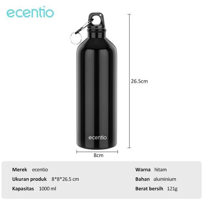 Gambar ecentio botol minum sport botol air /750ml-1000ml Tumbler Sports Tahan bocor /Botol air /Cangkir aluminium/Botol olahraga por/Water Bottles + Leak Proof Cap Gym/Tumbler Water Bottle - 1000ml dari Runner Up Sports undefined Tokopedia