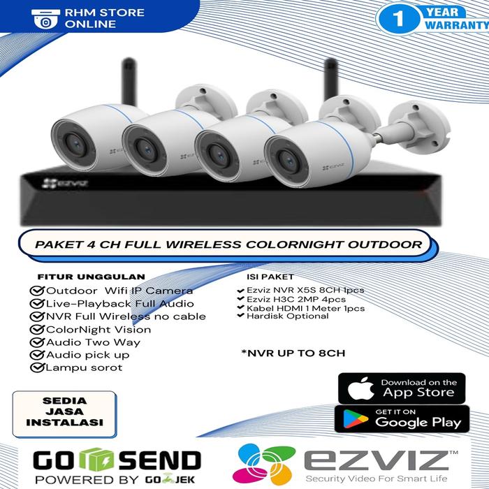 Jual Paket Ezviz 4ch 2MP HDD TB IP CAM Outdoor CCTV Wireless NVR