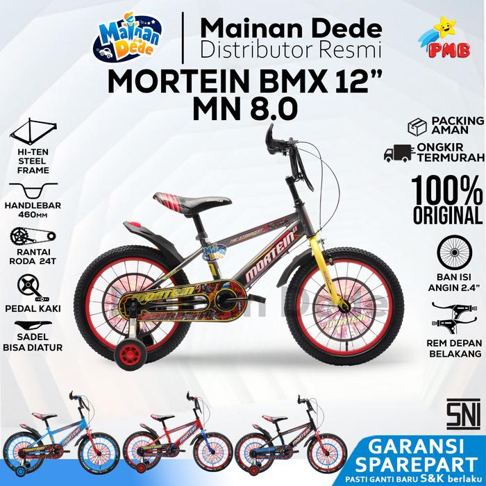 Gambar Mainan Sepeda Anak MORTEIN BMX MN 8.0 DENGAN BAN WARNA - Ash Grey 12, DUS BAWAAN dari Mainan Anak Dede undefined Tokopedia