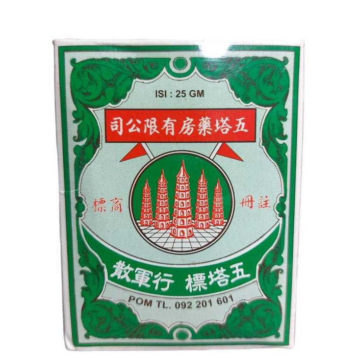 Gambar Obat Sakit Perut Cap Lima Pagoda / Cap Menara Lima / Ya-Hom Powder Five Pagodas Brand PREMIUM - Botol 25 Gram dari JING YUAN HERBAL undefined Tokopedia