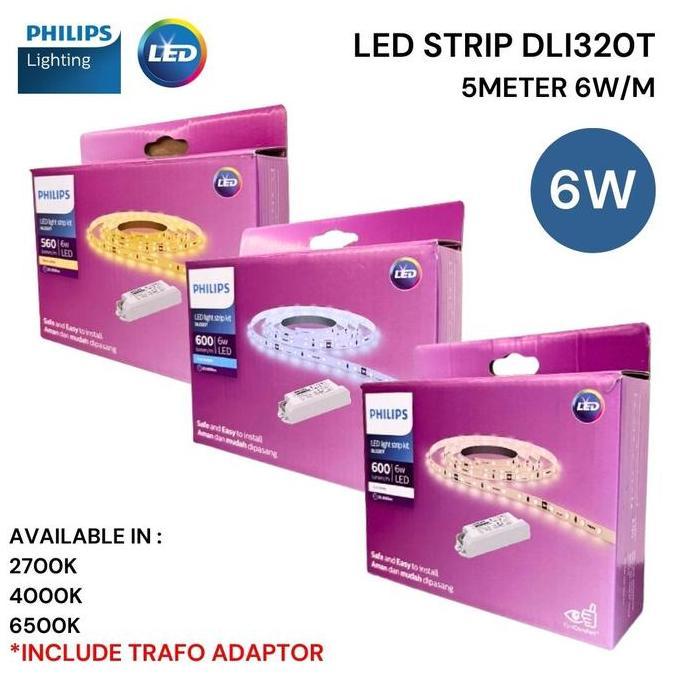 Gambar Lampu PHILIPS LED Strip DLI320T 5M 5 Meter 6W 6 Watt 2700K 4000K 6500K 24V - DLI320 (LAMPU), Putih (6500K) dari Jaya MyPets undefined Tokopedia