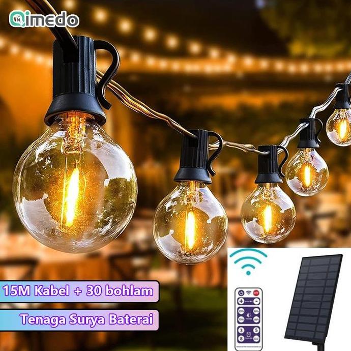 Gambar 15 Meter 30 Lampu LED Tenaga Surya Panel Listrik Fitting Kabel Tahan Air Dekorasi Cafe Lampu Outdoor - 7 Meter 10 LED dari Jaya MyPets undefined Tokopedia