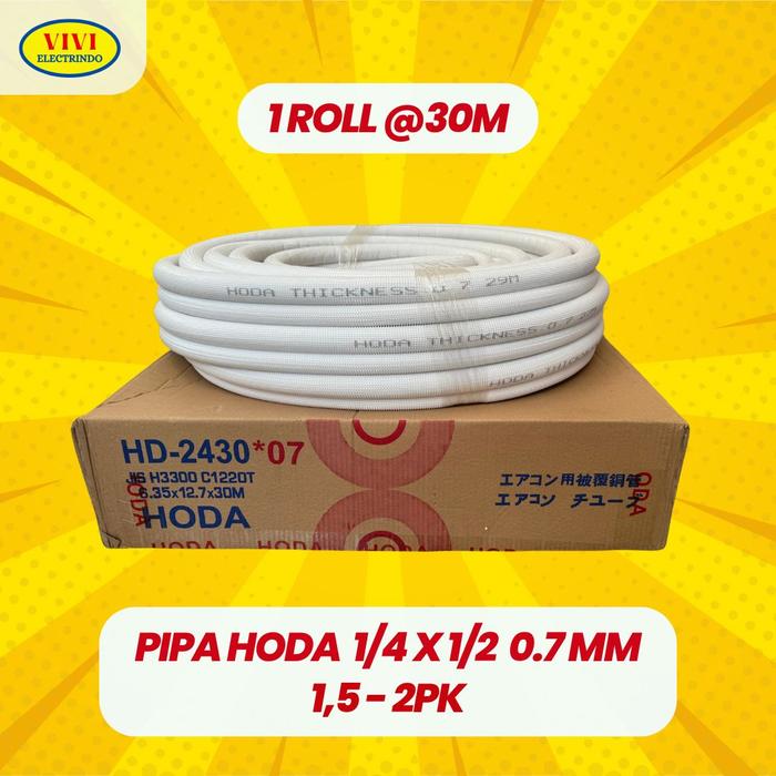 Gambar PIPA AC HODA 2430 1/4 x 1/2 TEBAL 0,7 1,5 PK- 2 PK 1 ROLL @30 meter dari Vivi Electrindo Official undefined Tokopedia