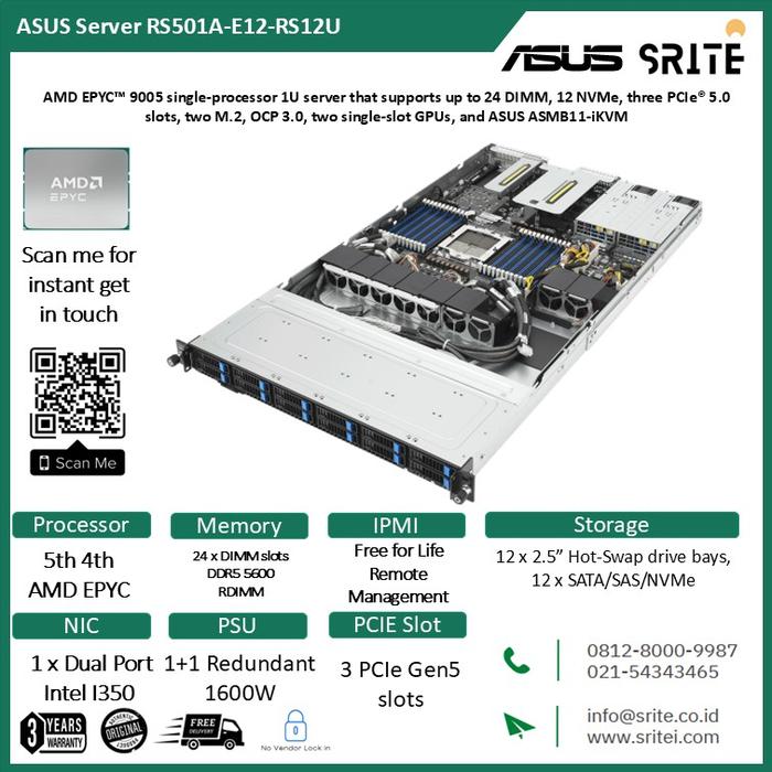Jual ASUS Server AMD EPYC 9005 single processor 1U server that