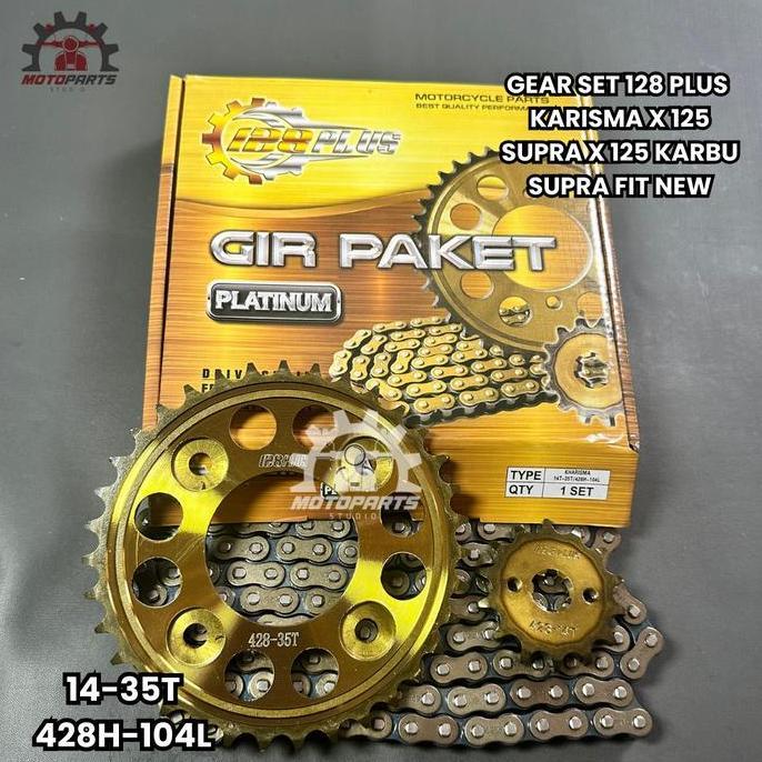 Gambar GEAR GIR SET GIR PAKET KARISMA SUPRA FIT NEW SUPRA X 125 REVO 110 LAMA 14 35T 428H Blade Gold - Spesifikasi dari Mirwais Cell Jkt undefined Tokopedia