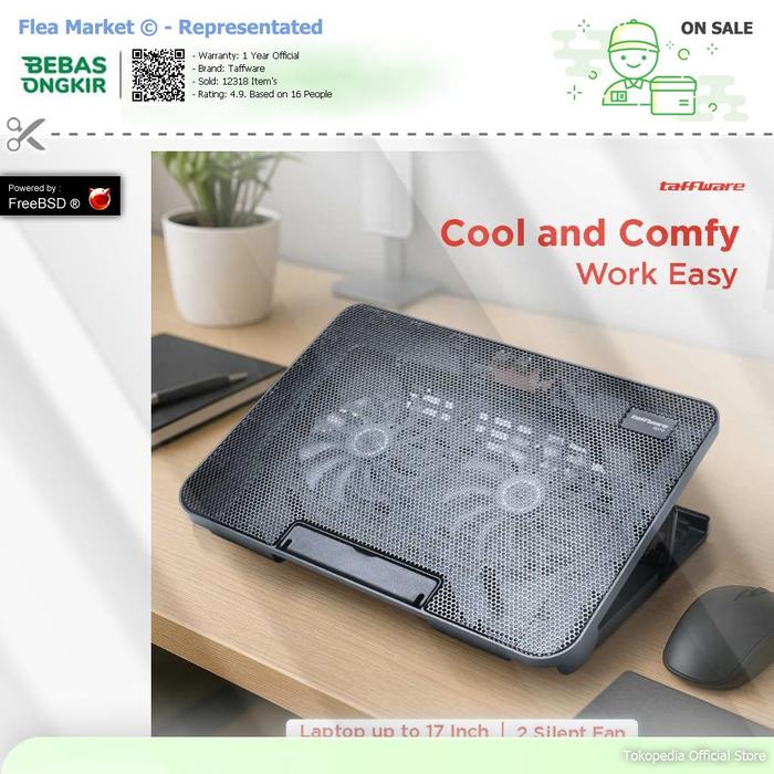 Gambar Taffware Cooling Pad Laptop Adjustable Stand 2 Kipas 140mm - N99 - Hitam, Taffware dari Flea-Markets undefined Tokopedia