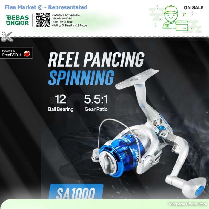 Gambar YUMOSHI Series Reel Pancing Spinning Fishing Reel 5.5:1 Gear Ratio - SA1000 Silver B, YUMOSHI dari Flea-Markets undefined Tokopedia