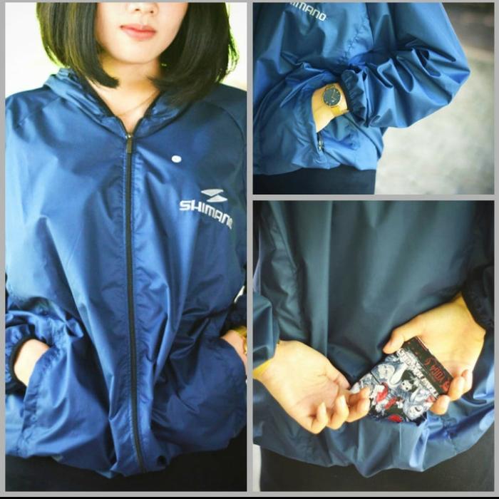 Gambar Jaket lari / Jogging / sepeda / Shauna parasut Shimano WaterProof Navy - M dari Bonim di berkati undefined Tokopedia