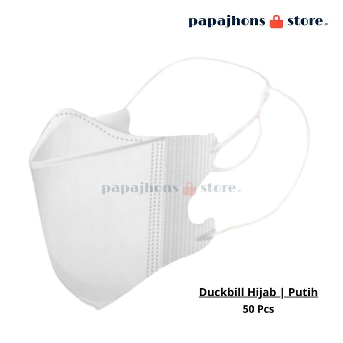 Gambar Masker Hijab Duckbill 50 Pcs - Perlindungan Maksimal Dari Debu & Virus - Db. Hijab | Putih, 10-Pcs - Nonbox dari papajhons store undefined Tokopedia