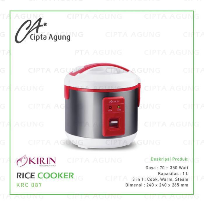Gambar RICE COOKER 1 L KIRIN KRC 087 KRC-087 - Merah dari Cipta Agung Electronics undefined Tokopedia