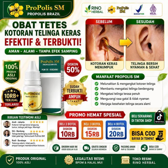 Gambar Propolis SM Herbal Tetes Telinga Kotoran Keras Pelunak Kotoran Telinga Penghancur Kotoran Telinga Keras Telinga Tersumbat Telinga Berair Telinga Berdengung Congek Tetes Telinga Anak Sakit Telinga - ProPolis SM dari Rino Herbal Shop Kota Administrasi Jakarta Barat Tokopedia