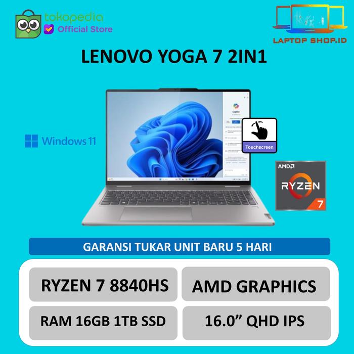 Promo LENOVO YOGA 2IN1 16 TOUCH RYZEN 8840HS RAM 16GB SSD 1TB