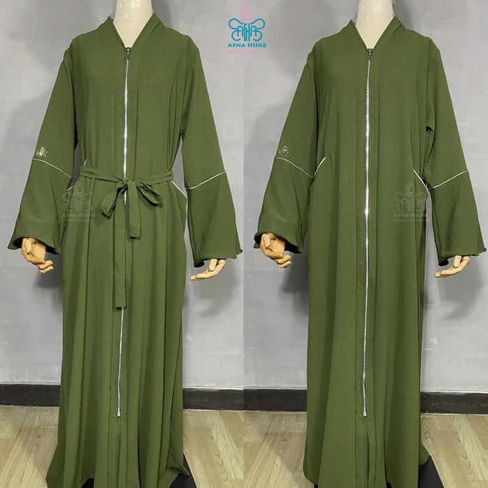 Gambar Afna Ziva abaya Outer Gamis Dress abaya Turki Outer Baju Busana Pakaian Muslimah Syari abaya Cantik - Army, M dari Afna Hijab_NEW undefined Tokopedia