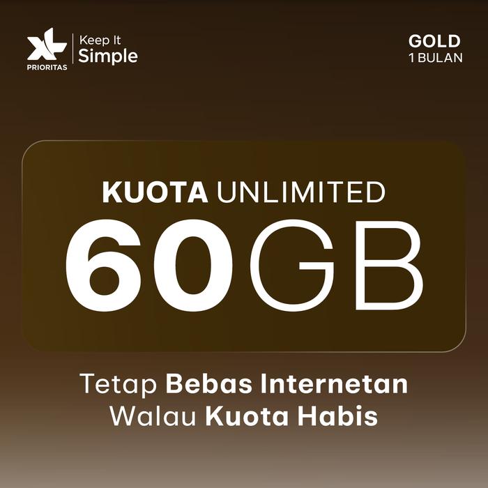 Gambar Kartu Perdana XL PRIORITAS Gold Unlimited FUP 60GB/bln - 1 Bulan dari XL PRIORITAS_NEW undefined Tokopedia