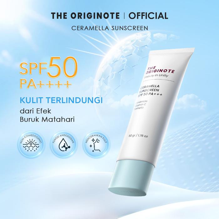 Gambar The Originote Ceramella Sunscreen SPF 50 PA+++ Sunscreen untuk Facial Sunscreen Sunblock perawatan Mencerahkan muka berminyak berjerawat dan Pencerah wajah dengan Hyaluronic Ceramide Vitamin C Avena Sativa (oat) Extract special - Sunscreen 7630 dari The Originote_NEW undefined Tokopedia