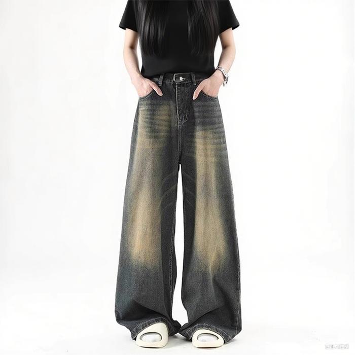 Gambar Jeans Highwaist Wanita Loose Biru Retro Vintage - Model Terbaru baggy pants unit baggy celana kulot boyfriend high waist Denim - Biru retro, S dari Fashion.Jeans undefined Tokopedia