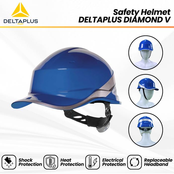 Gambar Helm Safety DELTA PLUS Diamond V – Pelindung Kepala Konstruksi & Industri - Biru dari gudangsafetycom undefined Tokopedia
