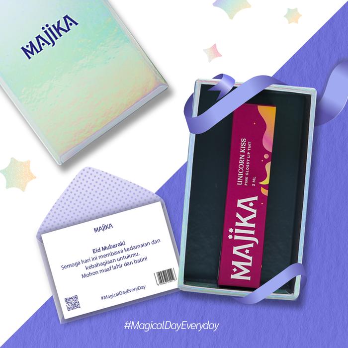 Gambar MAJIKA Cosmic Kiss Gift Box |KADO ULANG TAHUN|HANYA UNTUKMU|SELAMAT | [1 Lip Tint Unicorn Kiss + Box + Gift Card] | 3 ML | Tekstur Ringan | Tahan Lama - 1 UNICORN KISS, SELAMAT ULANG TAHUN!  dari Majika.id undefined Tokopedia