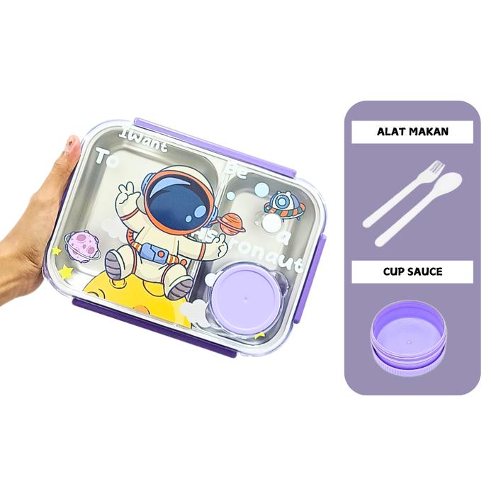 Gambar Panda Home Lunch Box Stainless Karakter Astronot Tempat Bekal Anti Campur Unicorn Kotak Makan Dino - Astronot dari Pandahome168 undefined Tokopedia