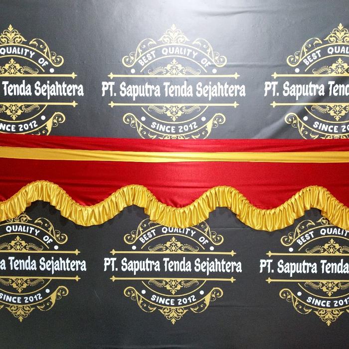 Gambar Rumbai Pola,  rumbai tenda,  renda, tenda tenda, poni tenda,  ider ider, slayer tenda, tirai tenda,  kain tenda,  kain dekorasi, dekorasi tenda pesta - merah cabe + gold, full tanpa di potong dari saputra tenda sejahtera undefined Tokopedia