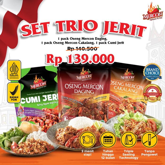 Gambar Mercon Merah Putih - Set Trio Jerit || Oseng Mercon Daging + Cumi Jerit Sambal Mercon + Oseng Mercon Cakalang - Gini + MMC dari Mercon Merah Putih undefined Tokopedia