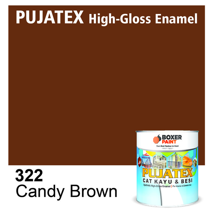 Gambar (5 LT) Cat Kayu & Besi Premium PUJATEX Synthetic High-Gloss Enamel - 322 Candy Brown dari Boxer Paint Official Store undefined Tokopedia