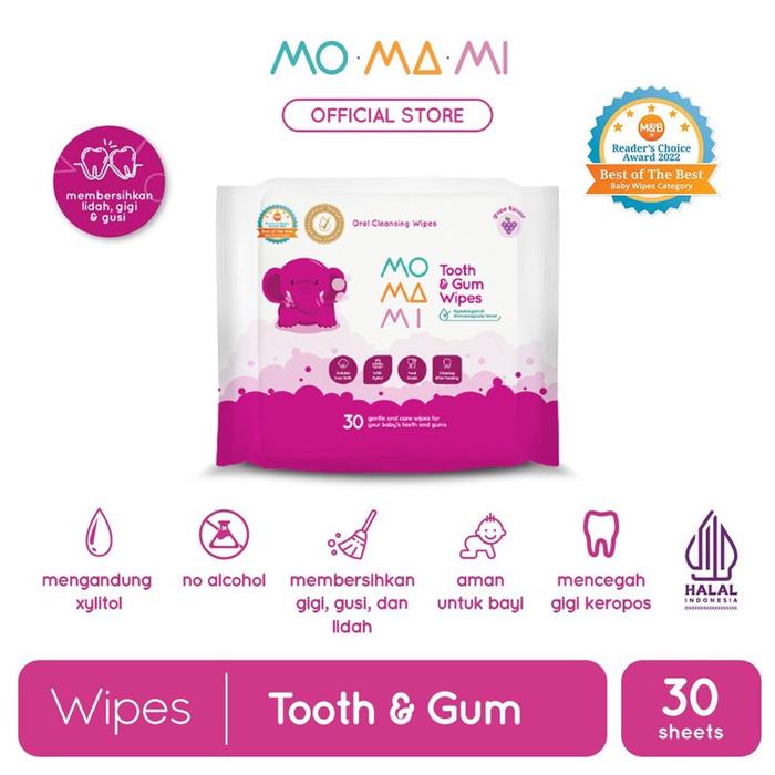 Gambar MOMAMI Tooth & Gum Wipes 30s 20s | Momami Tissue Tisu Basah Gigi Gusi Lidah isi 30 dan 20 Sheet | Pembersih Gigi dan Mulut Anak Bayi - Tooth & Gum 30s, MOMAMI dari homimart undefined Tokopedia
