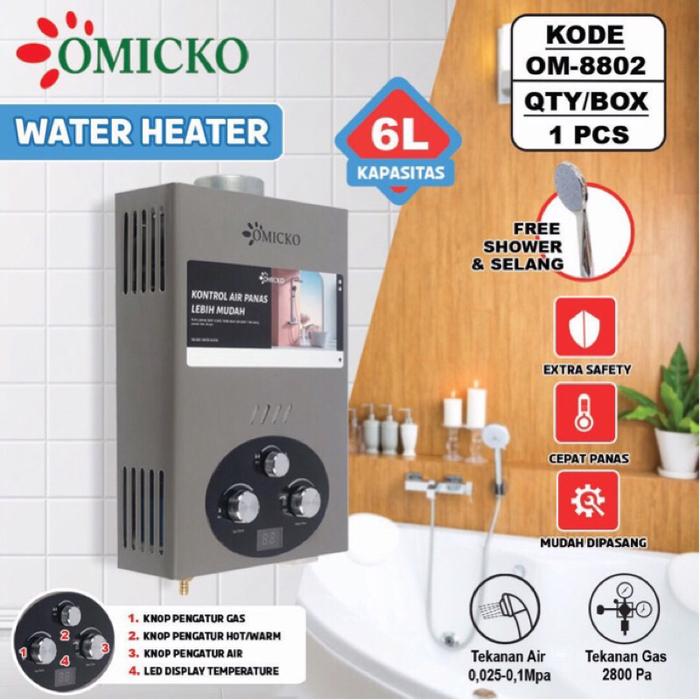 Gambar Water Heater GAS OMICKO / PEMANAS AIR GAS DIGITAL DAN OTOMATIS Pemanas air - Abu-Abu dari BLORA ELECTRIK undefined Tokopedia
