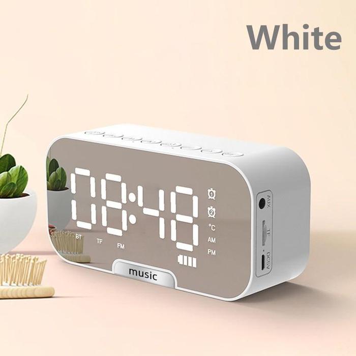 Gambar GOOJODOQ Speaker Jam Bluetooth Portable Dan FM Radio Wireless Bass Mini Stereo Original - LED Display Alarm Clock Smart Speaker  Speaker Rak Buku Speaker Komputer HDMI USB - White dari GOOJODOQ Surabaya undefined Tokopedia