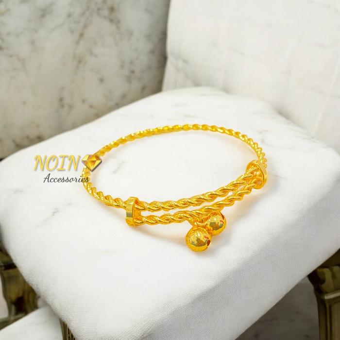 Gambar Gelang Bangle Tambang Wanita Warna 24 Lapis Emas Simple Model Aksesoris Fashion Perhiasan GLE159 dari Noin Accessories Offcial Store undefined Tokopedia